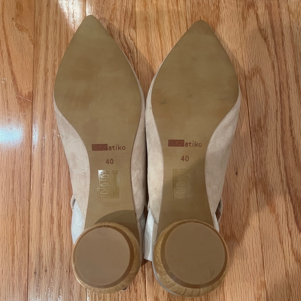 NIB Matiko Circa Peach Pointed Toe Slingback Wood… - image 5